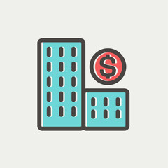 Money building thin line icon
