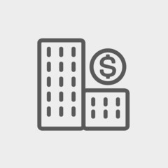 Money building thin line icon