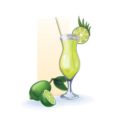 lime  in goblet of juice, cocktail, smoothie