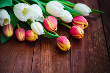 Obraz na płótnie Canvas Art abstract background spring tulips wooden design