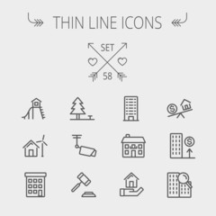 Real Estate thin line icon set