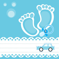 Baby shower card with pacifier and toy car