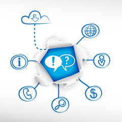 Speech bubble and sketch diagrams. Doodle vector illustration.