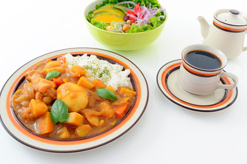 美味しそうなカレーライスと珈琲 