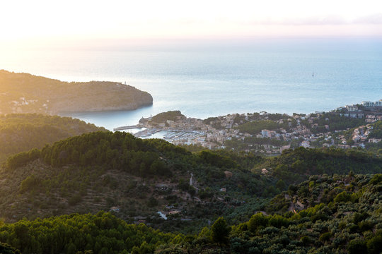 Port de Soller sunset in Majorca at Balearic island