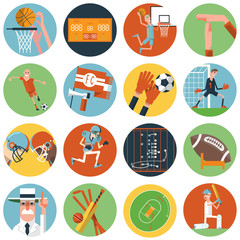 Team sport icons set flat