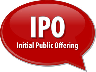 IPO acronym word speech bubble illustration