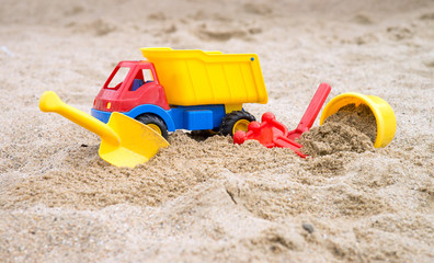 Fototapeta na wymiar Sand toys / sand toys in a sandbox