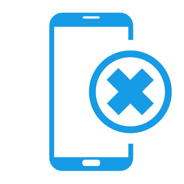 Icono aislado smartphone error azul