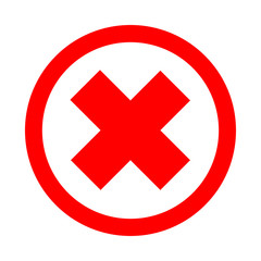 Obraz premium Icono plano error en círculo en color rojo