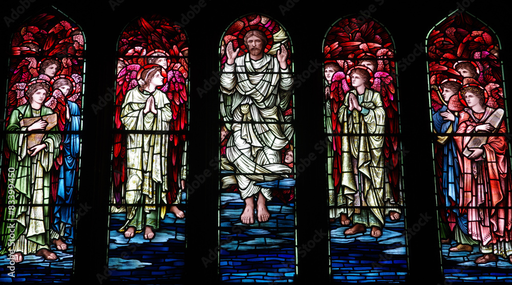 Wall mural The Risen Jesus Christ in stained glass