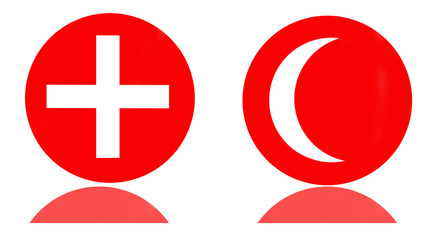 Obraz premium symbol red cross and crescent