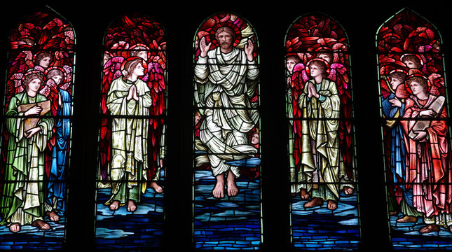 The Risen Jesus Christ in stained glass