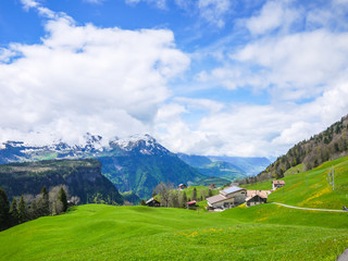 Fototapeta na wymiar Mountains and Valley of Swiss Alps