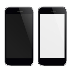 Realistic mobile phones with black and blank  screen.