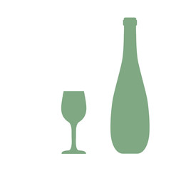 Weinflaschen und Weingläser - Weißwein - rund