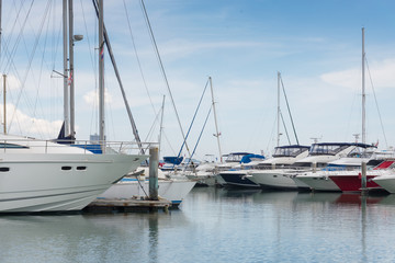 Fototapeta na wymiar variety of yacht sailing boat docking port