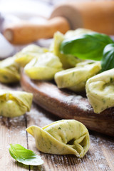 Homemade raw Italian tortelloni 