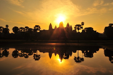 Angkor Wat Temple at Sunrise Silhouette