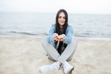 Young girl on the Baltic sea beach