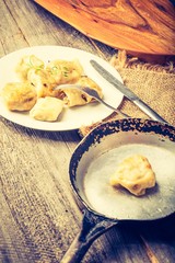 Vintage photo of fried dumplings