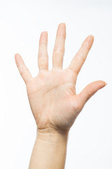 isolated female hand touching or pointing to something