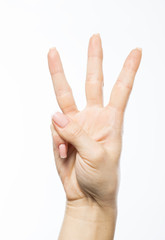 isolated female hand touching or pointing to something