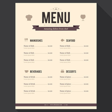 Restaurant menu. Flat design