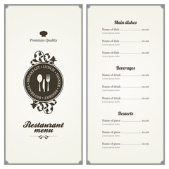 Restaurant menu design