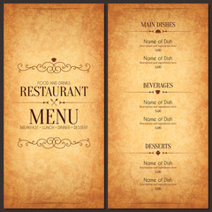 Restaurant menu design - obrazy, fototapety, plakaty