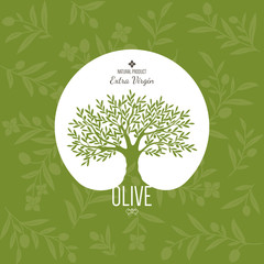 Olive label, logo design. Olive tree
