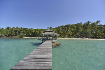 Wooden bridge, Ao Ngam Kho at Koh Kood, Trat in Thailand