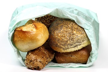 Brötchentüte isoliert auf weißem Hintergrund