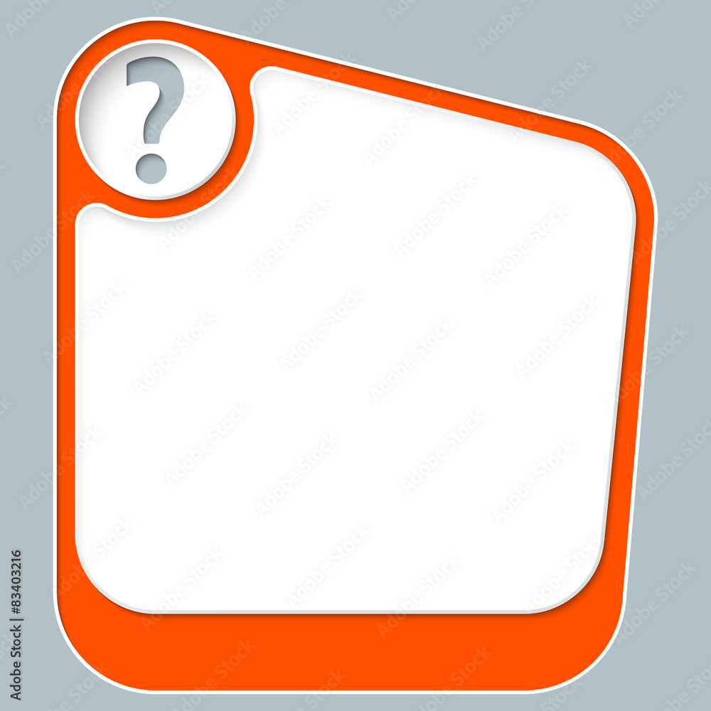 Aufkleber red box for your text with white frame and question mark