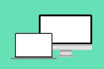 Monitor and laptop illustration