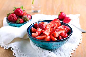 Sliced raw strawberry