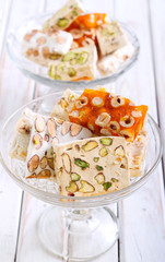 Honey and different sorts of nut nougat