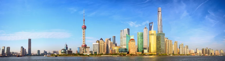  De horizonpanorama van Shanghai, China © Oleksandr Dibrova