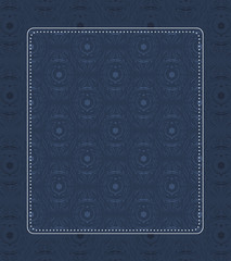 Vintage abstract seamless pattern in blue with frame