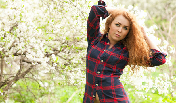 Woman And Cherry Blossoms