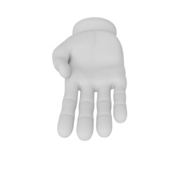 3d white human open hand. White background.