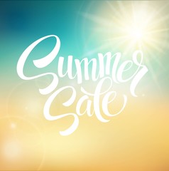 Summer Sale, blurred background. Vector illustration