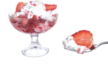 Eating strawberries with cream