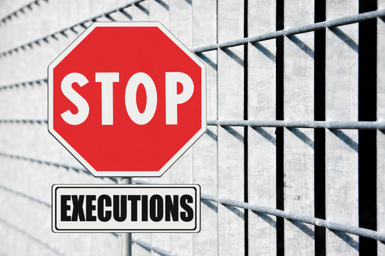 Stop death penalty written on road sign - concept image