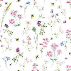 Obraz na płótnie Canvas Watercolor wildflower pattern