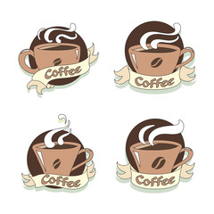 illustration hot coffee symbol set, vector