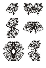 Tribal flaming lion head symbols