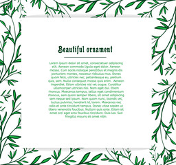 Template cards for the plant background of green twigs and