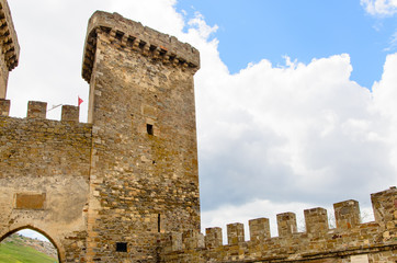 Naklejka premium Historical fortified castle on a hilltop
