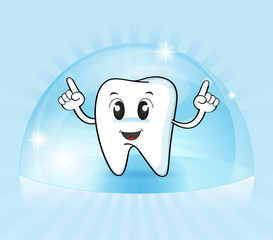 Fluoride protection of a tooth, Cute cartoon vector